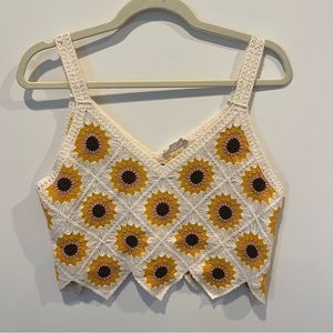 Sunflower crochet crop top